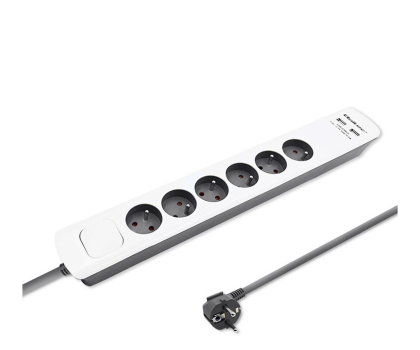 Listwa zasilająca QOLTEC antyprzepięciowa - 6 gniazd, 2x USB, 1.8m, biało-szara